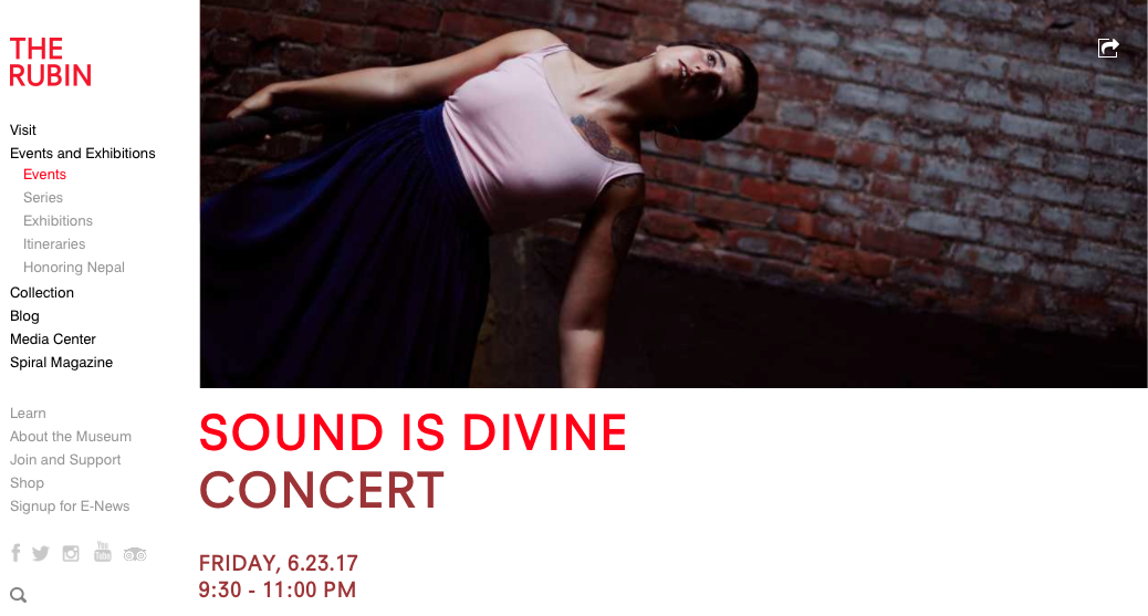 Rubin Museum of Art: Sound is Divine- June 23